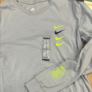 Nike Gray Long Sleeve Shirt with Neon Accents